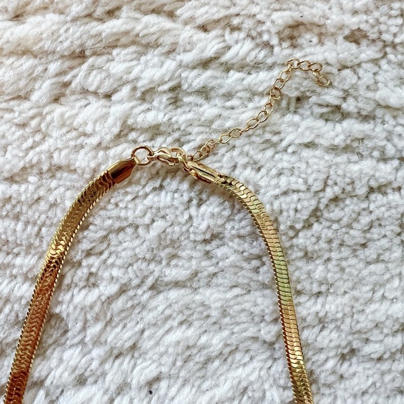 Snake Herringbone Green Gold Chain Emerald Birthstone Gem Choker Necklace Cuban - Picture 5 of 7